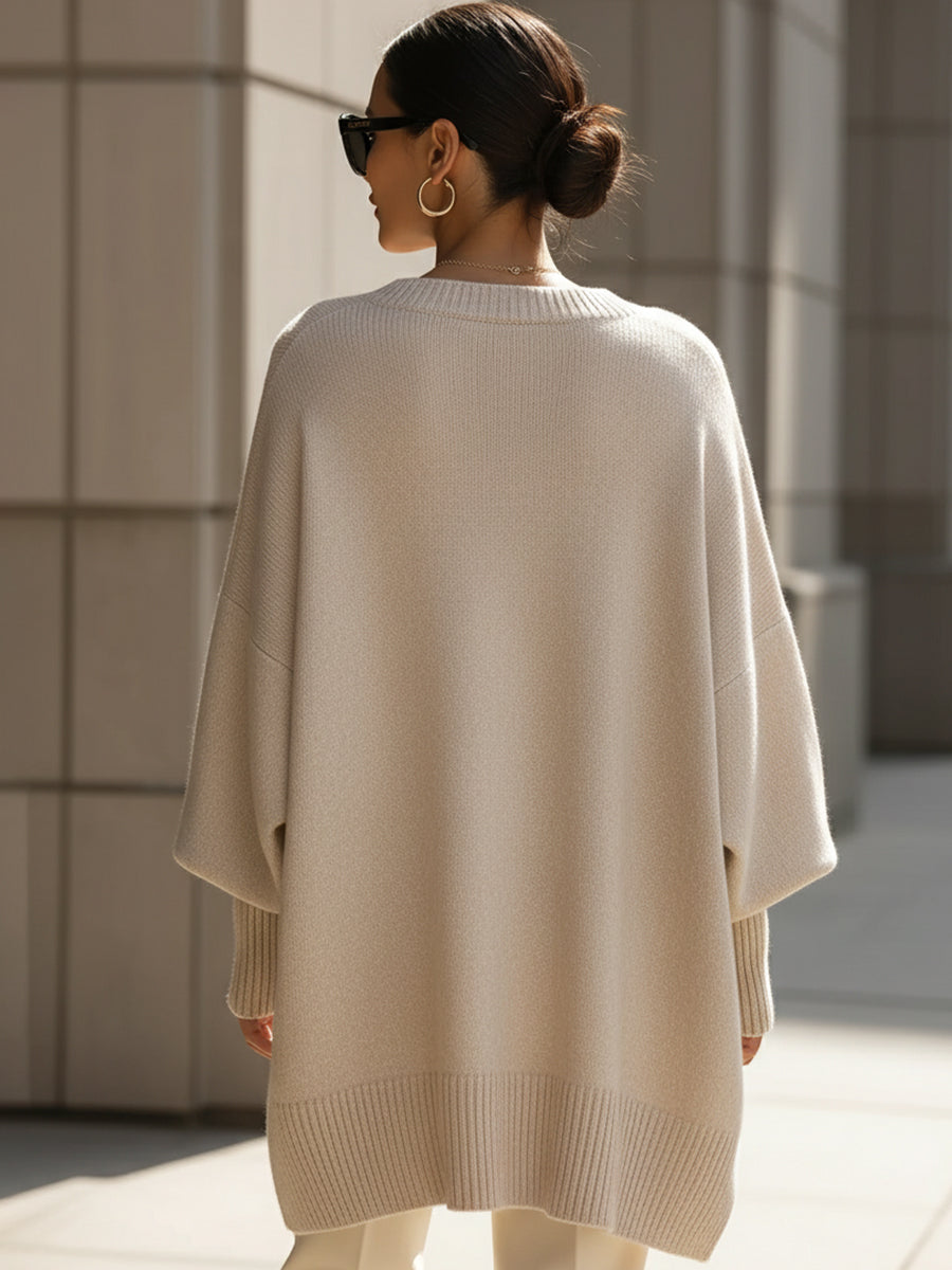 Jennifer | Oversized svetr se širokým výstřihem a splývavým střihem