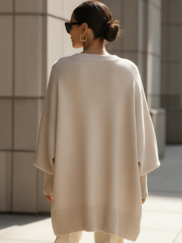 Jennifer | Oversized svetr se širokým výstřihem a splývavým střihem