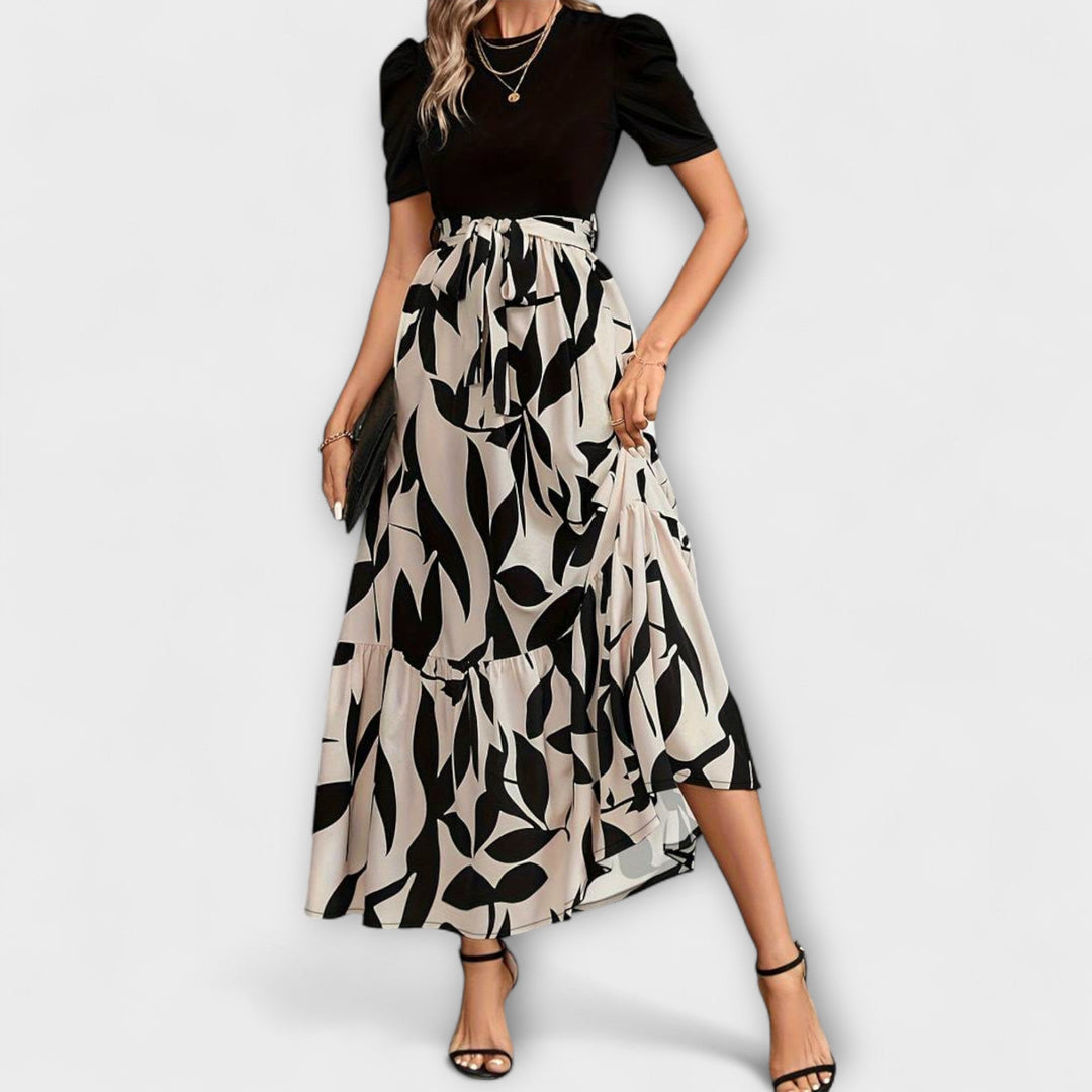 Luna - Letní šaty s květinovým potiskem a kulatým výstřihem