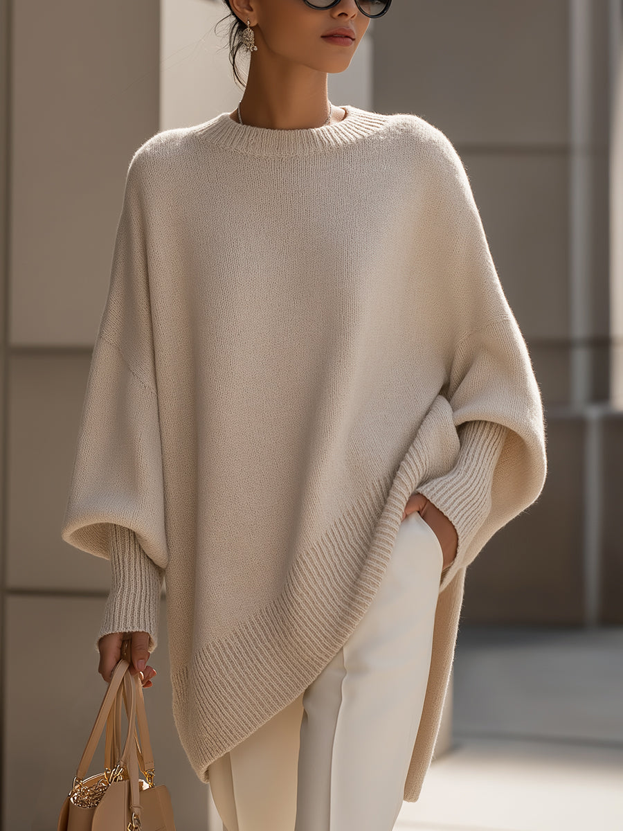 Jennifer | Oversized svetr se širokým výstřihem a splývavým střihem