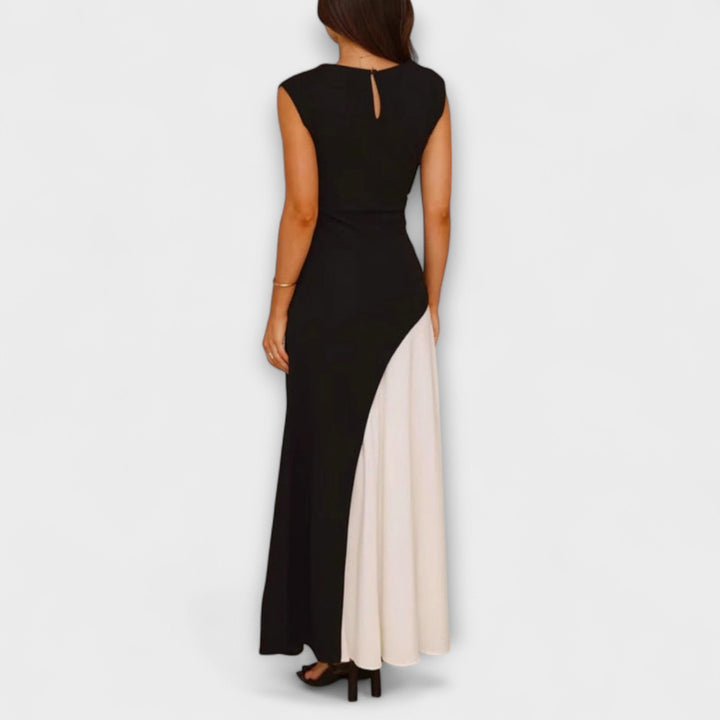 Isabel - Monochromatické šaty s barevným blokem v pase