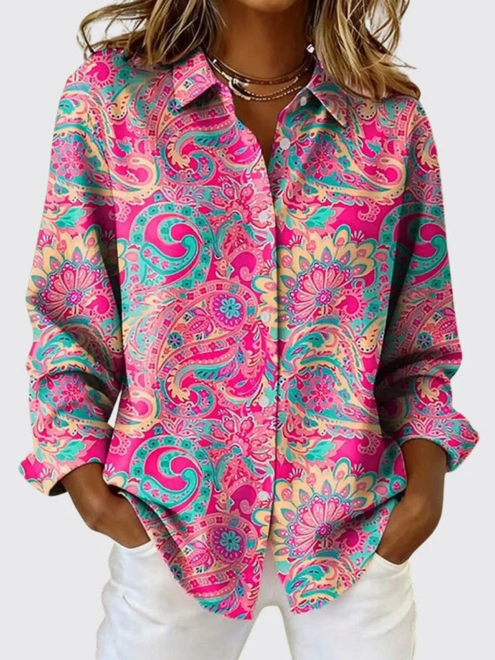 Joanna™ | Halenka s paisley vzorem a zapínáním na knoflíky