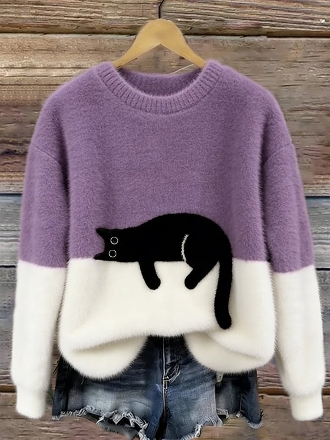 Aileen™ | Elegantní oversized svetr s kočičím motivem