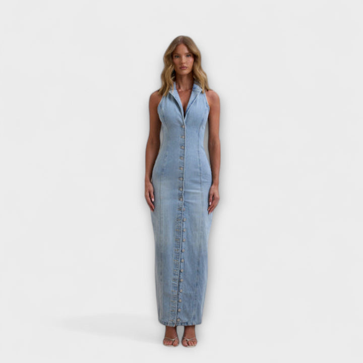 Lacey - Maxi šaty z denimu s jemným praním