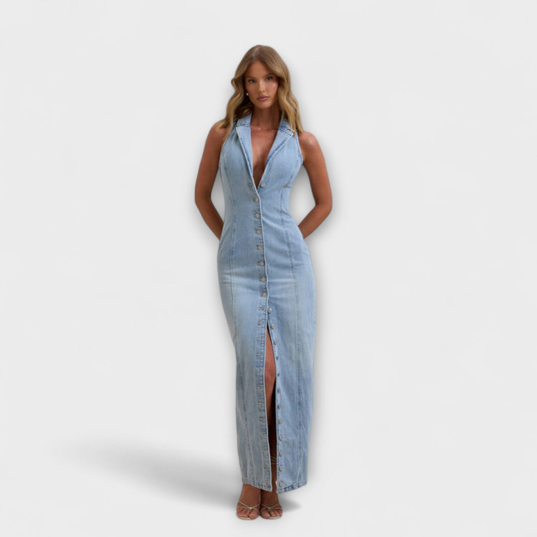 Lacey - Maxi šaty z denimu s jemným praním