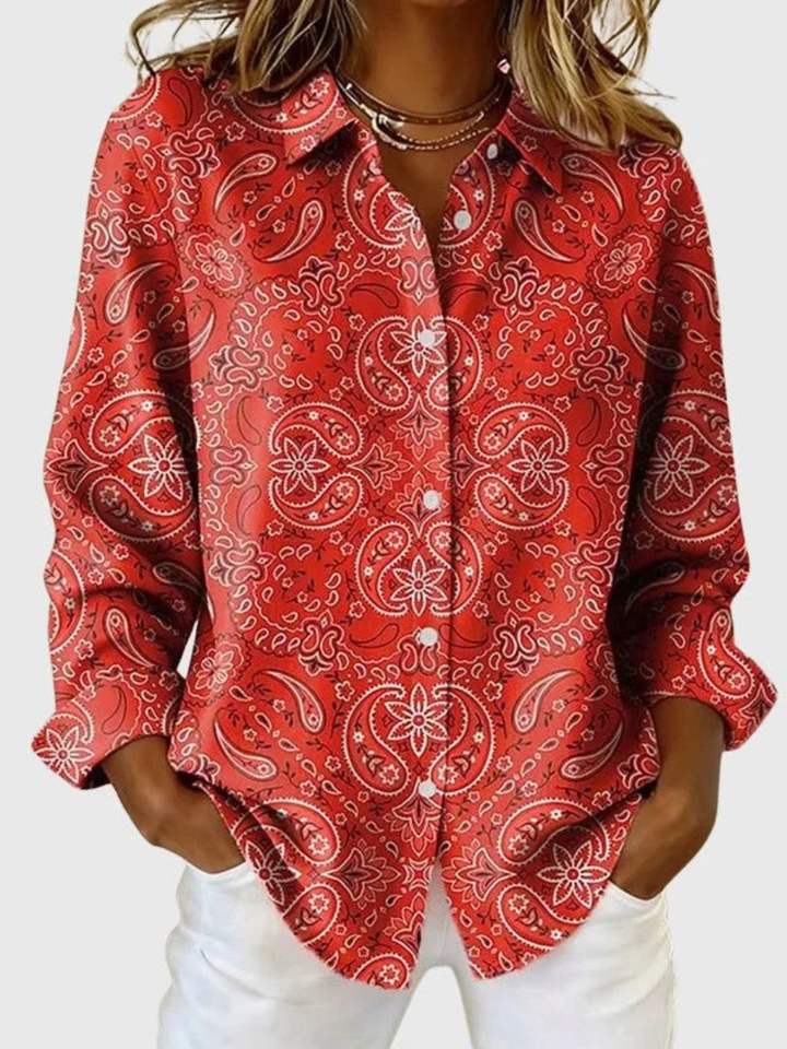 Joanna™ | Halenka s paisley vzorem a zapínáním na knoflíky