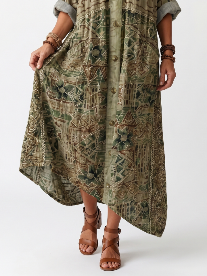 Aleta | Oversized midi šaty s knoflíky a kapsami