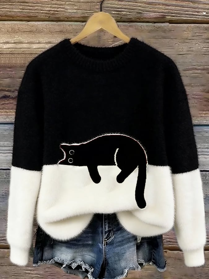 Aileen™ | Elegantní oversized svetr s kočičím motivem