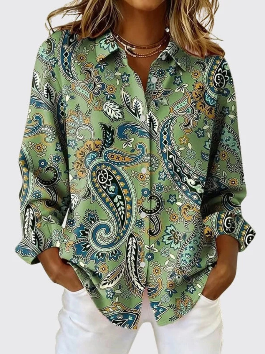Joanna™ | Halenka s paisley vzorem a zapínáním na knoflíky