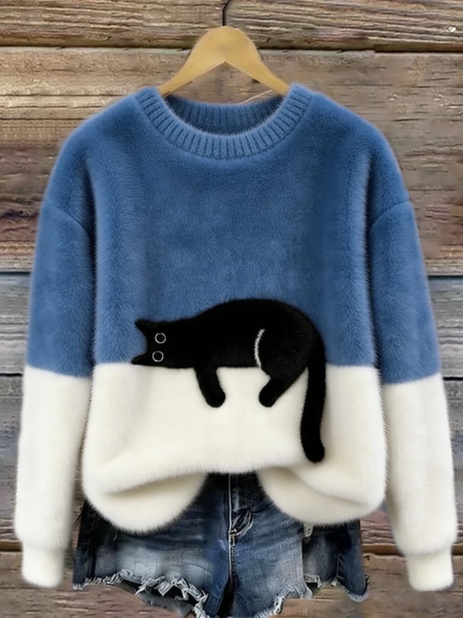 Aileen™ | Elegantní oversized svetr s kočičím motivem