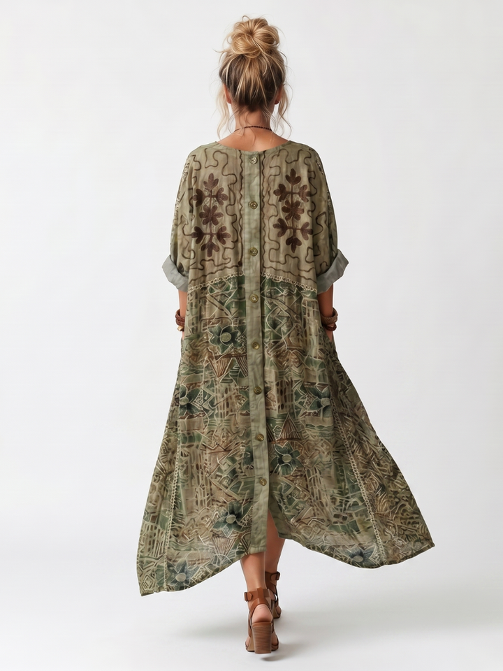 Aleta | Oversized midi šaty s knoflíky a kapsami