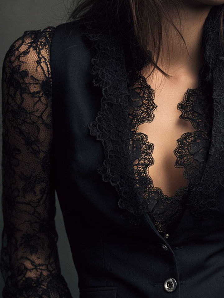 Lucie | Dámské elegantní sako s krajkovými rukávy