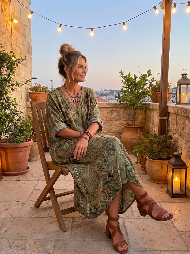 Aleta | Oversized midi šaty s knoflíky a kapsami