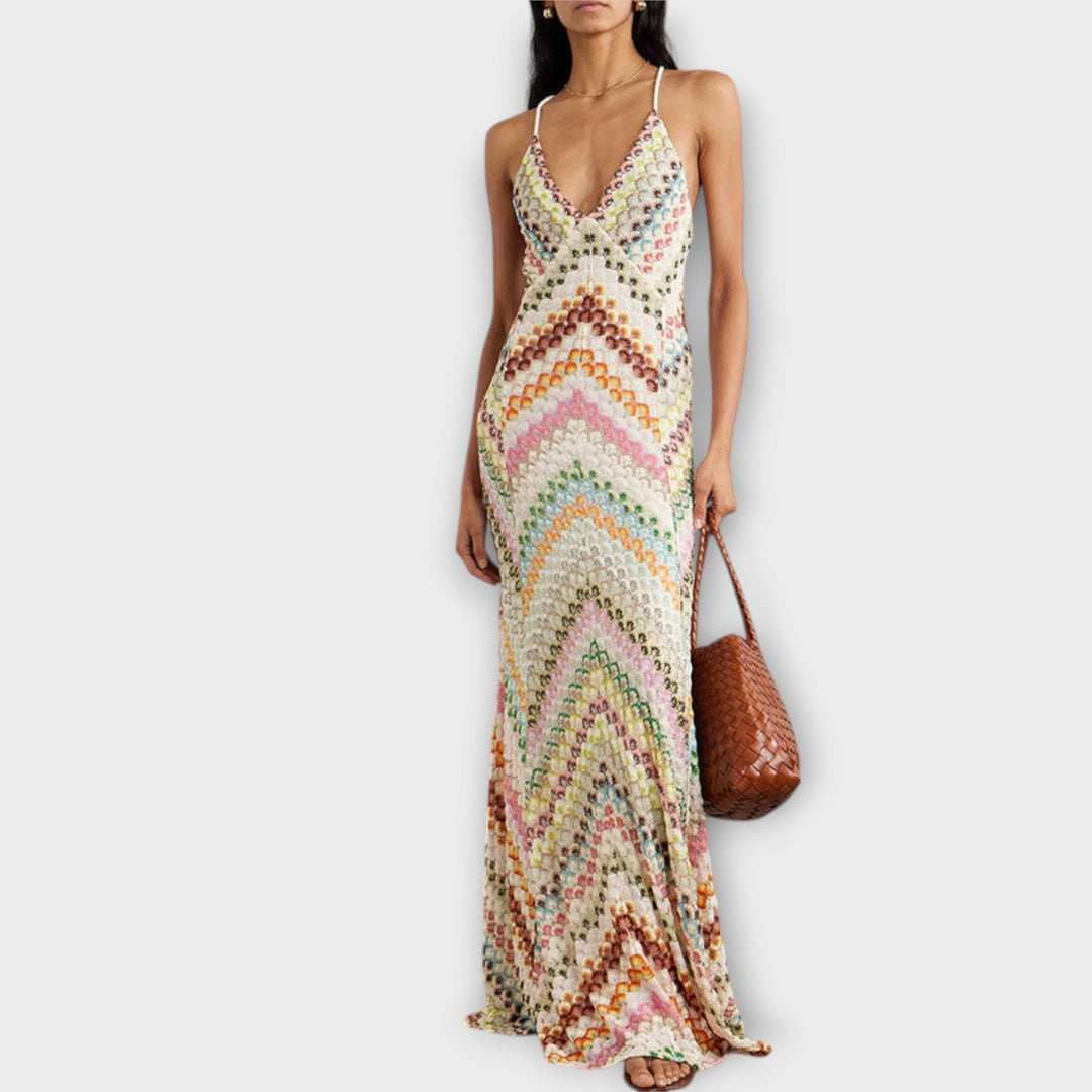 Remi - Maxi šaty s multibarevným vzorem herringbone od Missoni