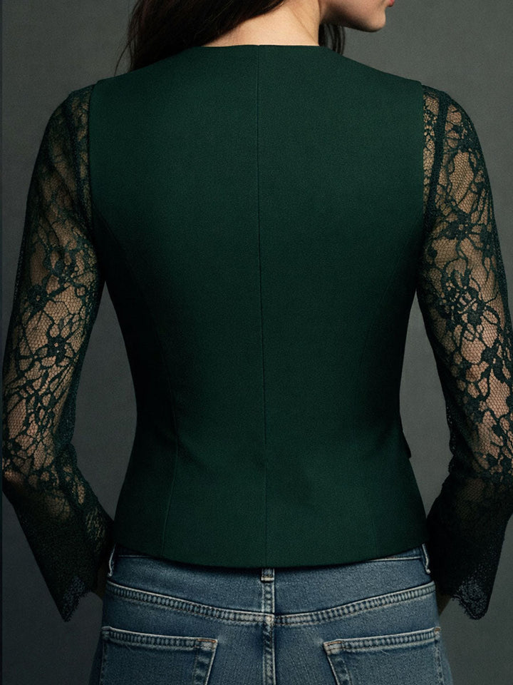 Noémie | Černý Blazer s Poloprůhlednými Rukávy