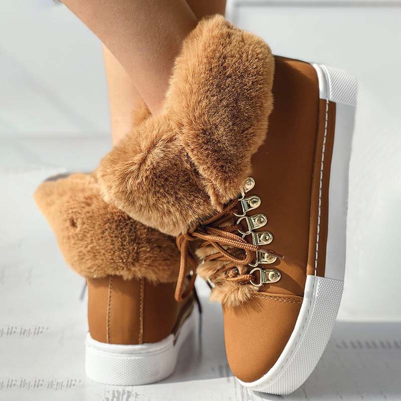 Boty s platformou z teplé plyše