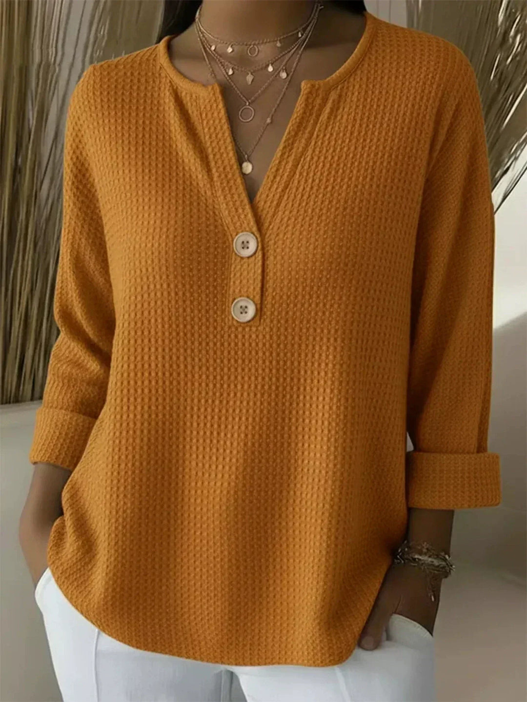 Lucinda – henley top s knoflíky