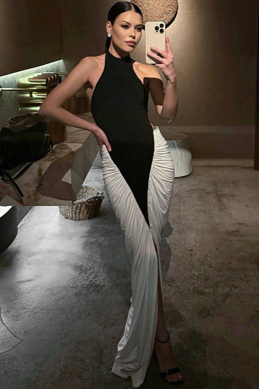 Ariana Midi Šaty Bicolor s Plisováním