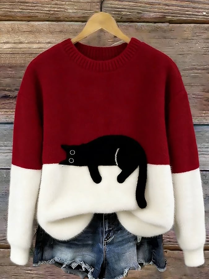 Aileen™ | Elegantní oversized svetr s kočičím motivem
