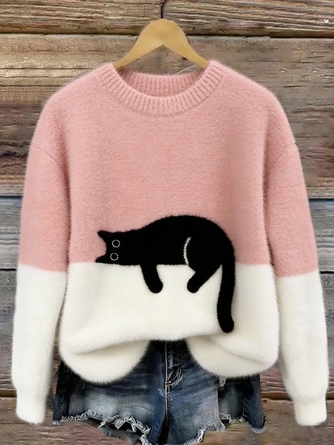 Aileen™ | Elegantní oversized svetr s kočičím motivem