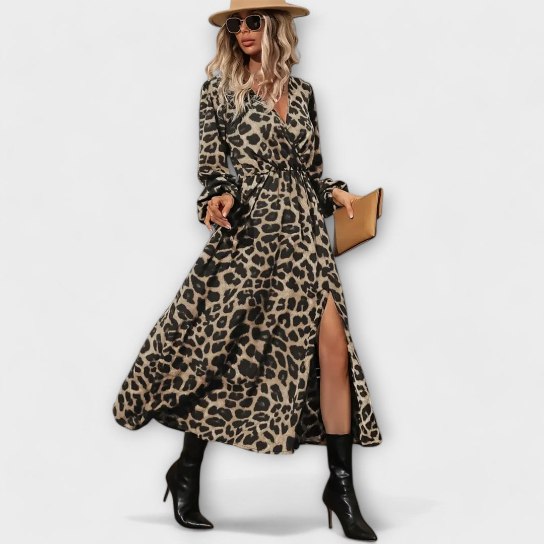 Natalie - Elegantní šaty s leopardím vzorem
