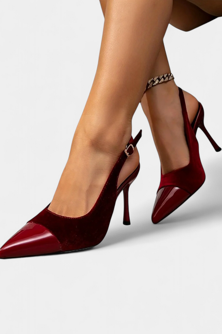 Candice Stiletto podpatky z sametu s patchworkem