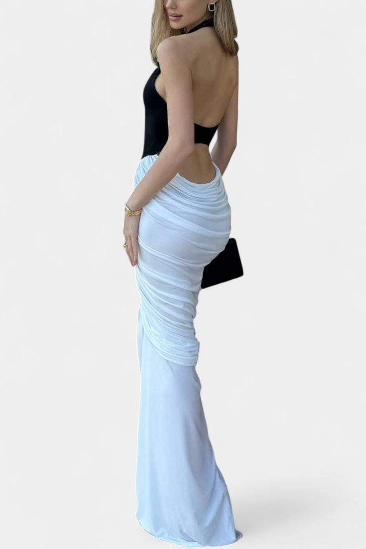 Ariana Midi Šaty Bicolor s Plisováním