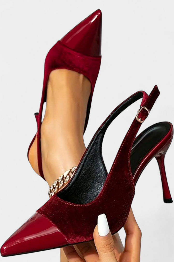 Candice Stiletto podpatky z sametu s patchworkem